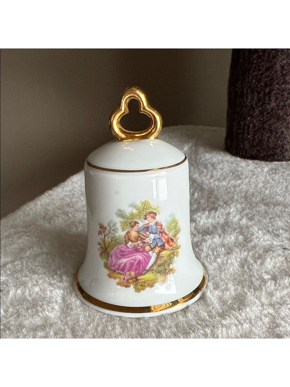Maison Birks Vintage Limoges-style Porcelain Handbell with Gold Trim - Picture 3 of 13
